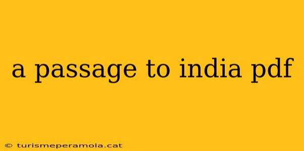 a passage to india pdf